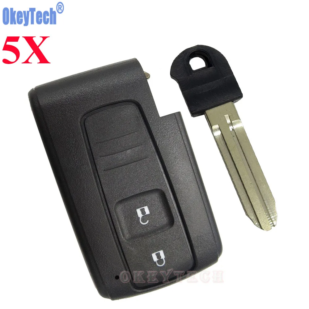 

OkeyTech 5PCS/LOT 2 Button Car Remote Key Smart Card Shell for TOYOTA PRIUS COROLLA VERSO Uncut TOY43 Blade Replacement Fob Case