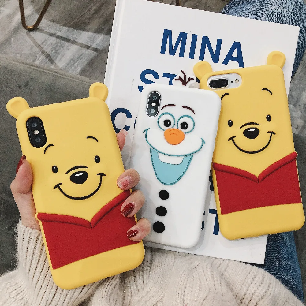 3D милый силиконовый чехол с изображением медведя Олафа для iPone 11 pro X XR XS Max 8 7 6 6s plus