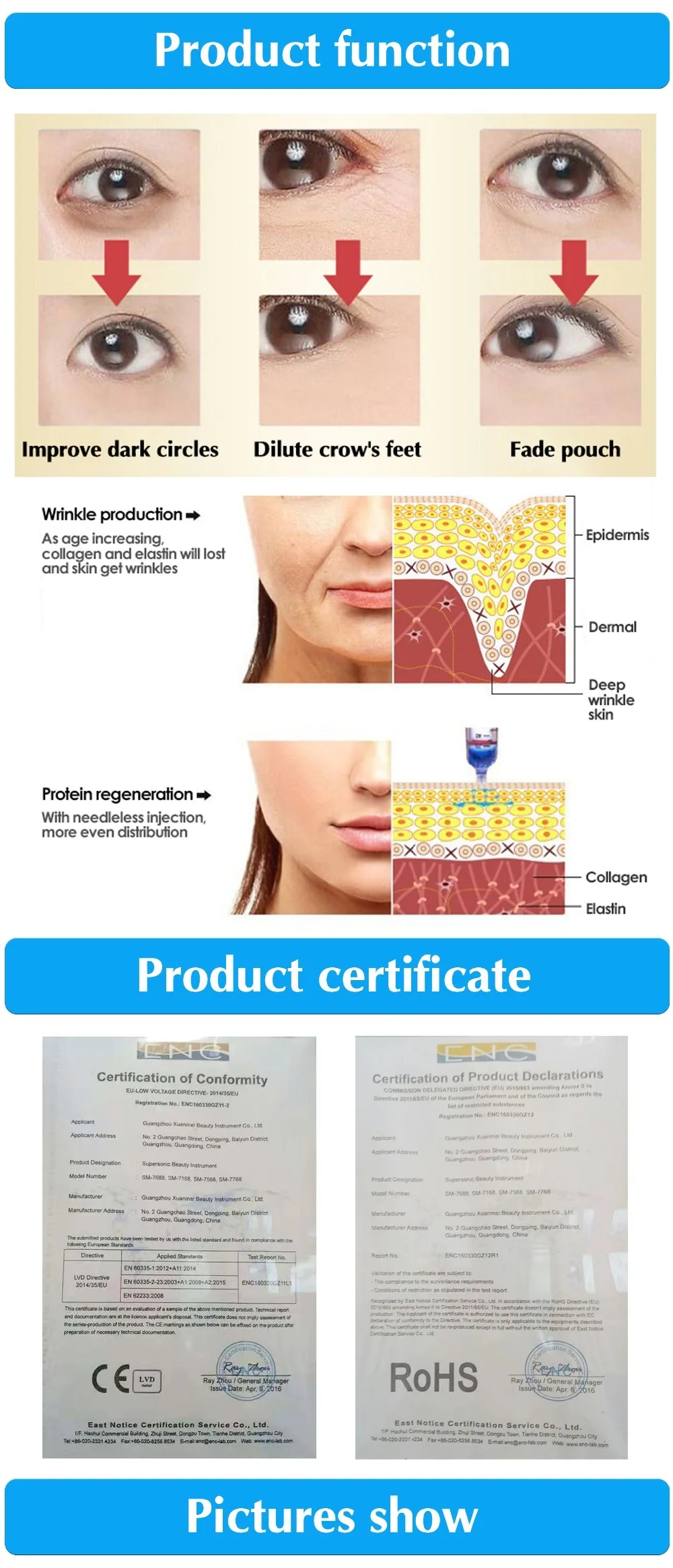 Caneta para Anti-rugas Rejuvenescimento da Pele Alta Qualidade Hyaluron Caneta Mesotherapy Arma Nenhuma Agulha Injeção Hialurônico Soro Meso Gun 18 rejuvenescimento da pele meso gun