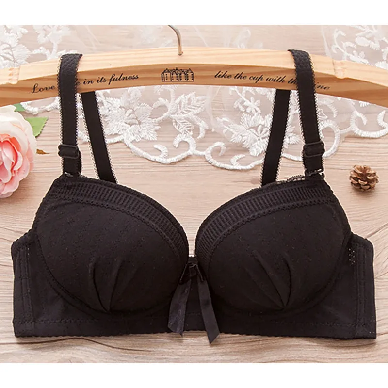 

Liva Girl Women Sexy Lingerie Solid Pink Push-up No Steel Ring Girl Bra Thin Section Cotton Gathered Girls Women Underwear