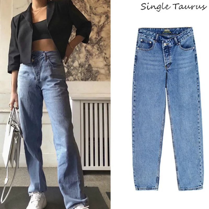 

Straight Jeans Women Irregular High Waist Streetwear Fashion Icon Fashionnova Loose Mom Jeans Boyfriend Denim Spodnie Damskie