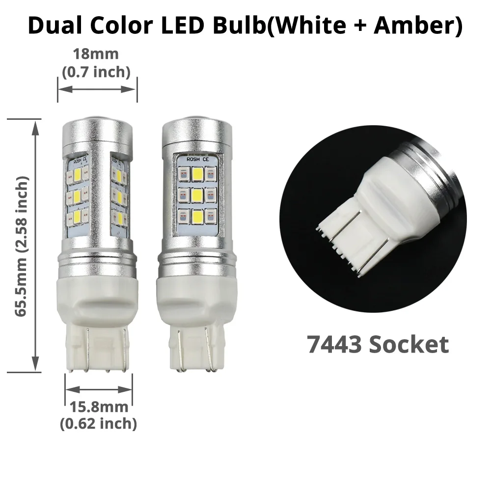 DMEX 2 шт. Switchback двухцветные светодиодный светодиодные лампы T20 7443 Srck 7444NA W21/5 Вт