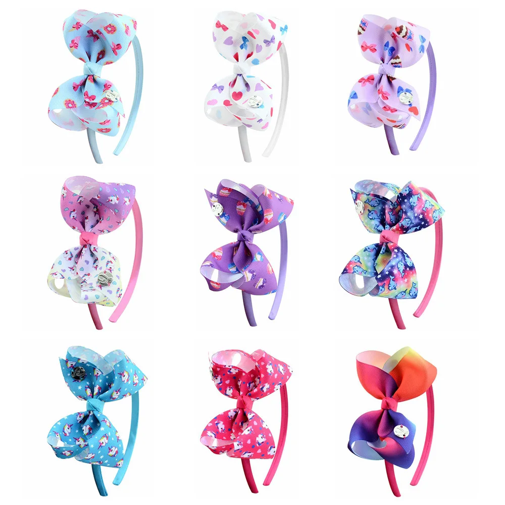 

4" Cute Girls Kids Bow Unicorn Headbands Children Headwear Photo Props Party Hair Hoop JOJO Hairbands Kids Hair Accessories