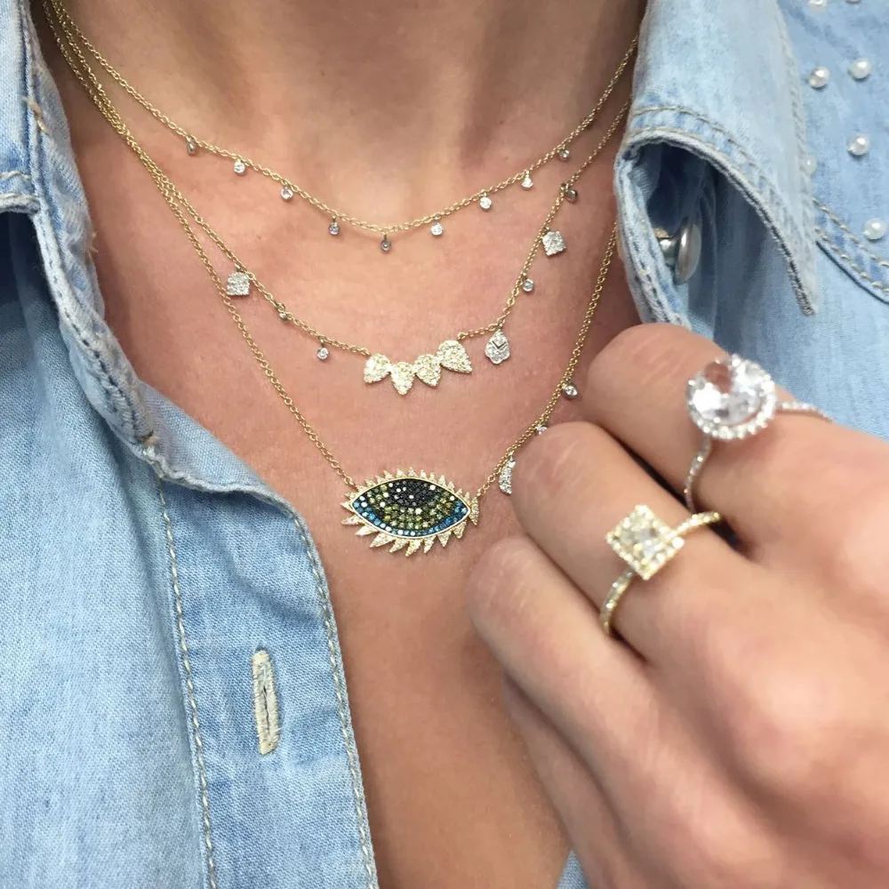 

2019 new arrived Gold color lucky turkish jewelry evil eye eyelash design women fashion necklace collar chain