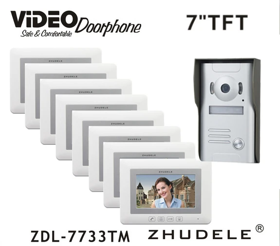 Дверной звонок ZHUDELE 1V8 домофон с 7 &quotсенсорным экраном ночным видением 700TVL HD для