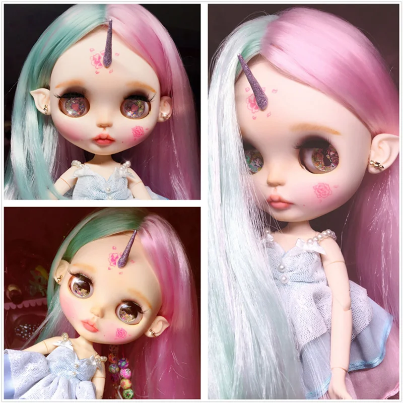 Ледяная DBS шарнирная кукла Blyth игрушка розовый микс мятно зеленые волосы