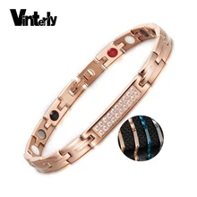 Vinterly магнитный браслет Femme, розовое золото, браслет из нержавеющей стали, женские браслеты для здоровья, энергетические ID браслеты для женщин, мужские ювелирные изделия