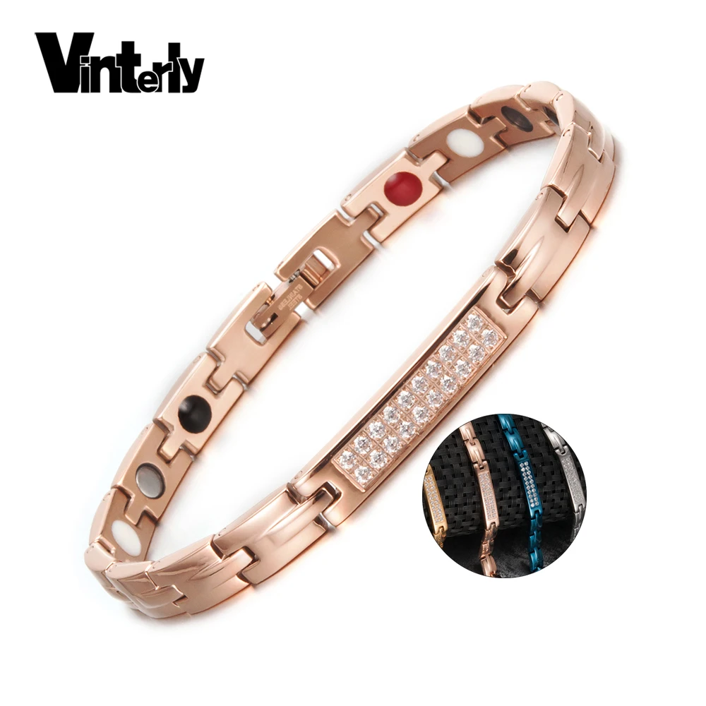 Vinterly Magnetic Bracelet Femme Rose Gold color Stainless