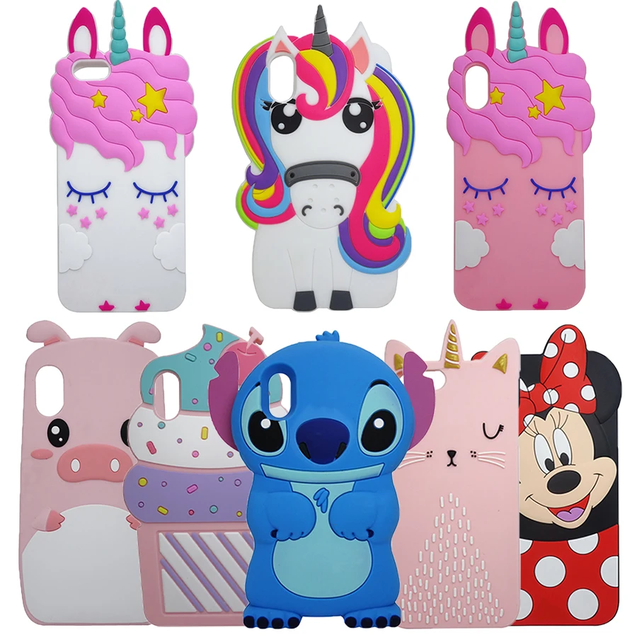 

Cute 3D Cartoon Soft Silicone Cover Case For iPhone X XS MAX XR SE 5 6 S 7 8 Plus Minnie Golden Cat Unicorn case