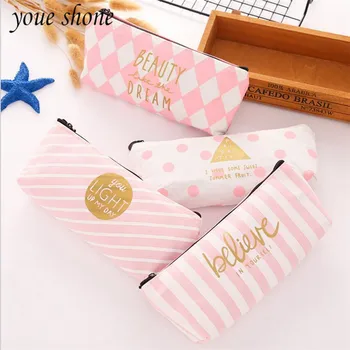 

20*8CM 2019 Small Fresh Powder Bag Stationery Pen Stationery Large Capacity Grid South Korea Pencil Case Pencil Box
