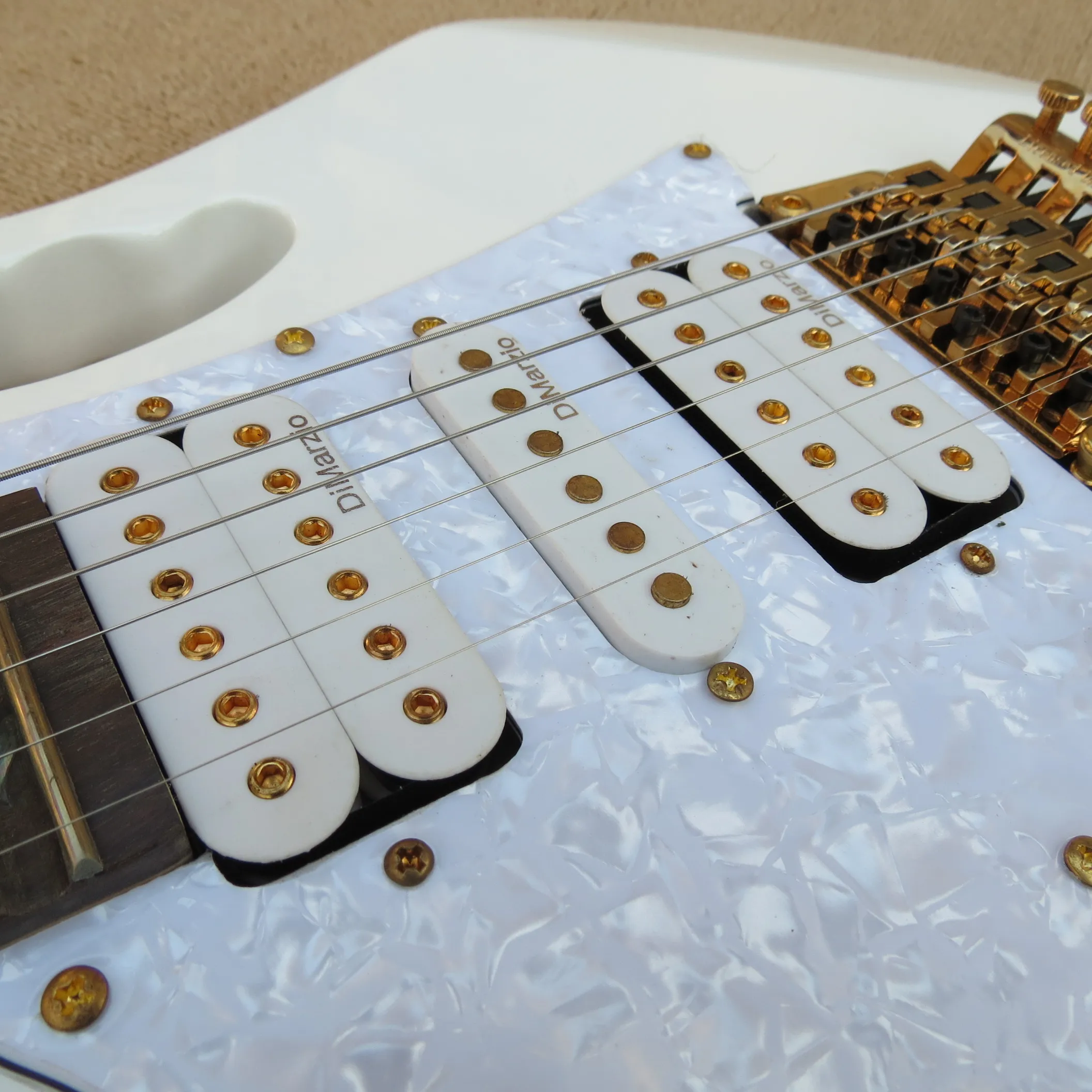 

Custom JEM LH White Guitar Monkey grip Lion's Claw tremolo cavity Tree of Life inlay,customized!IB-16