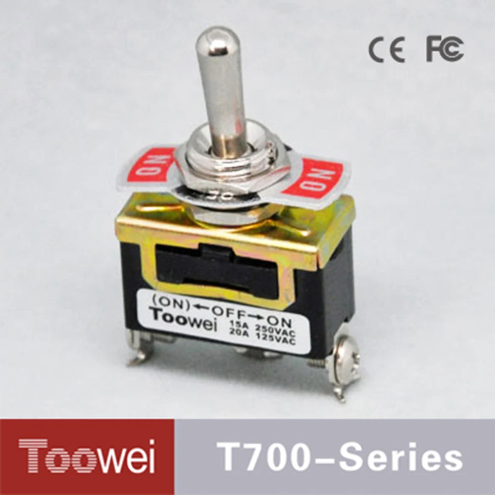 DPDT 6P ON OFF (ON) one side reset toggle switch with screw terminal