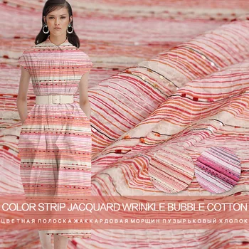 

Pearlsilk Colour Stripe Jacquard Weave Cotton and Polyester Materials Spring Dress DIY clothes fabrics Freeshipping