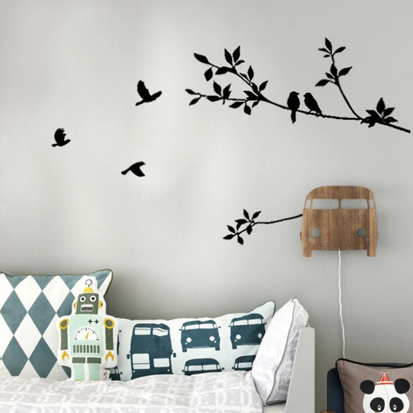 

Quality First Tree Branch Black Bird Art Wall Stickers Removable Vinyl Decal Home For Living Room Or Children Bedroom