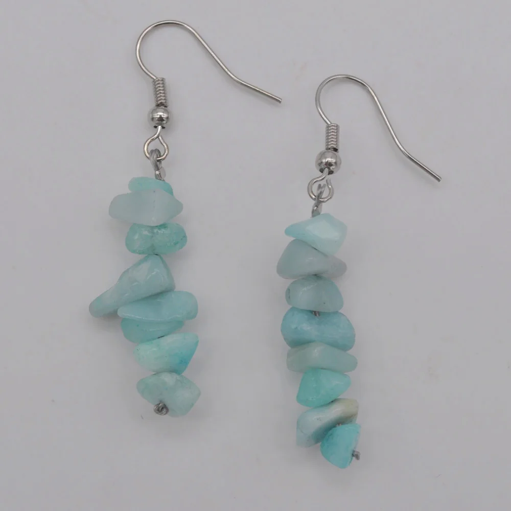 

Lucky Handmade Amazonite Beads GEM Earrings Jewelry For Woman Gift T196