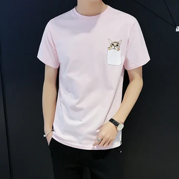 

Printed T Shirt Men Cotton 2019 Brand Black Summer T-Shirt Camisetas Print T Shirt Men Fashions Camouflage Striped Tshirt Men