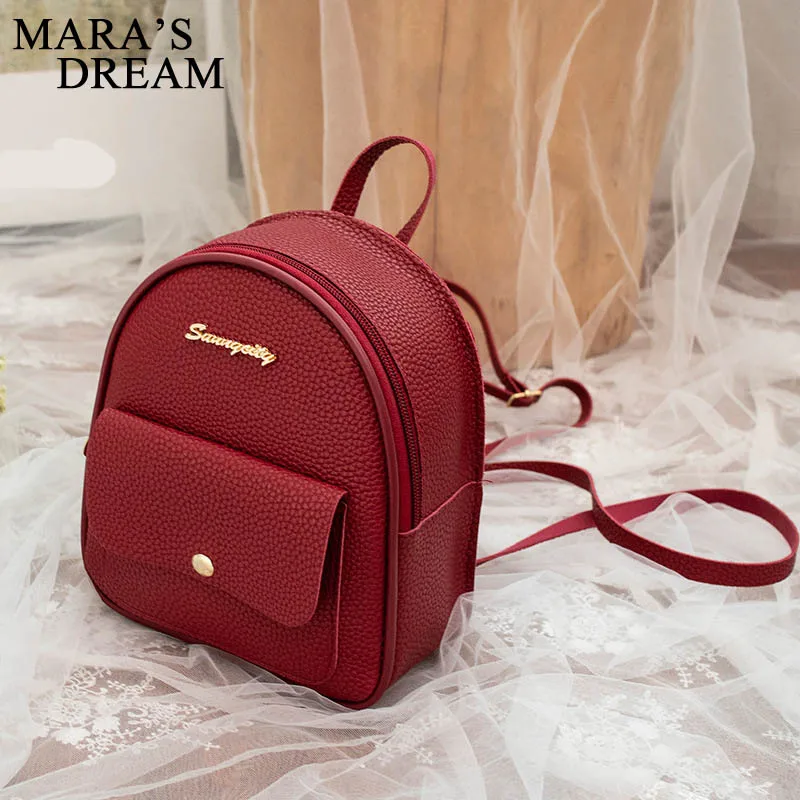 Mara's Dream New Lychee Shoulder Bag Small Fresh Shoulder Bag Solid Color Zipper Buckle Multi-function Small Backpack