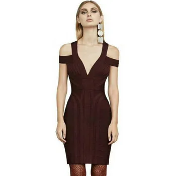 

2018 New Arrival Fashion Wine Red Bandage Dress Elegant Off Shoulder Short Sleeve Solid Slim Midi Bodycon Party Dresses Vestidos