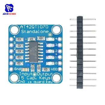 

Standalone AT42QT1070 5-Pad Capacitive Touch Sensor Breakout Module with Pin