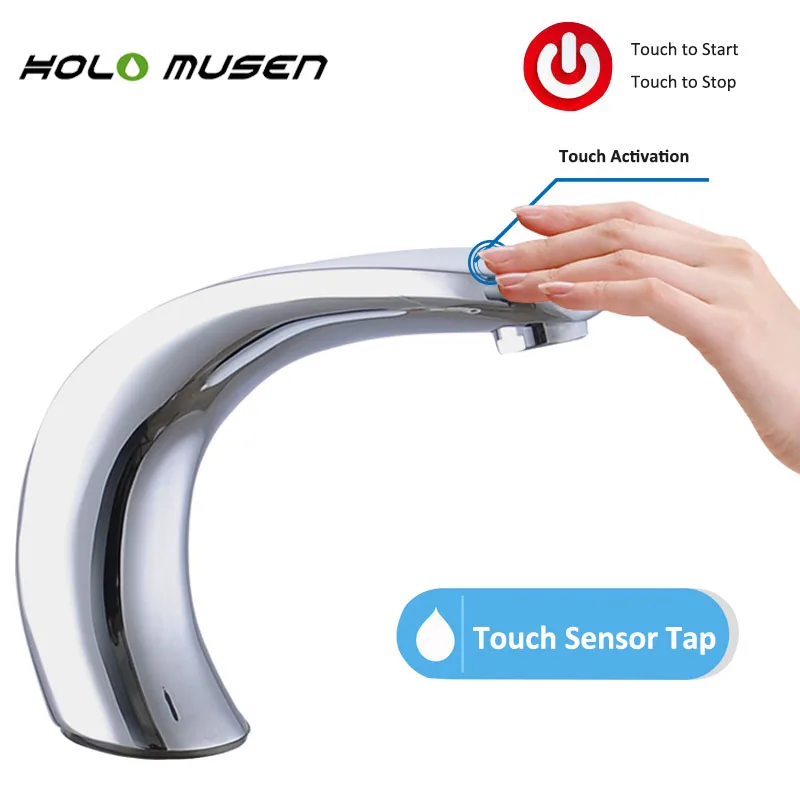 Latão de Alta Toque de Ativação da Bateria Sensor de Toque Torneira para Banheiro Tap com on Qualidade Chrome Sensor Automático – Off Poder Hotel New