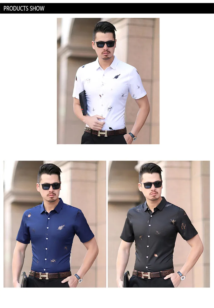 Новое поступление печатных Для мужчин; короткий рукав рубашки Masculino Повседневная рубашка из хлопка большой Размеры 7XL рубашка Slim Fit рубашка Homme платье мужской