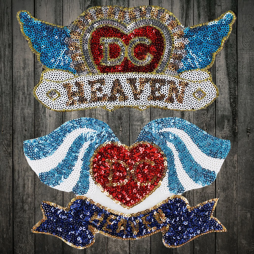 

Embroidery Sequins Heart Wings Patches Patches Decorative Bags Clothing Accessories Hand Sew