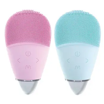 

Mini Electric Ultrasonic 2 in 1 USB Waterproof Vibration Silicone Facial Cleaner Face Cleanser Massage Brush Washing Device Tool