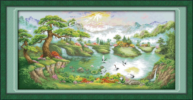 Набор для вышивки крестиком Crane dance in the pine peak комплект рукоделия сделай сам