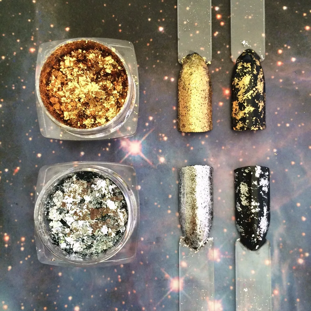 NEW! 1 box Aluminum Foil Flakes Magic Effect Flake Chrome Nail Powder