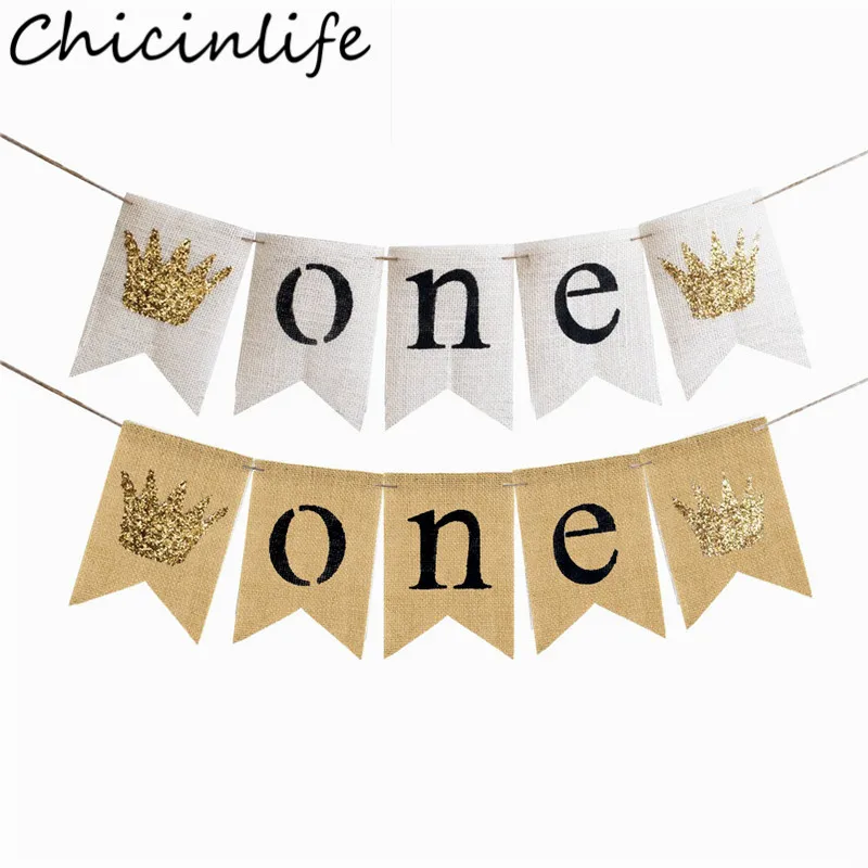 Chicinlife 1 комплект джутовая Мешковина один баннер первый день Рождения Вечеринка