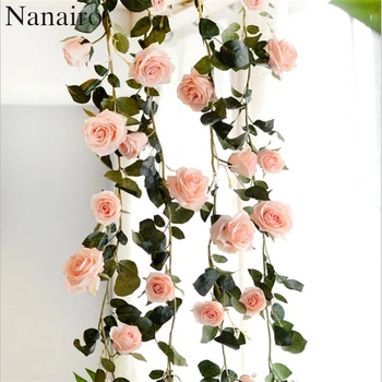 

180cm High Quality Ivy Silk Rose Vine Artificial Flowers Green Leaves For Party Wedding Decoration Craft Home Decor Supplies