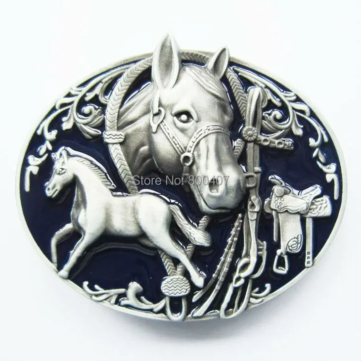 Wholesale Retail Oval Horses Saddle Belt Buckle Men Belt Buckle
