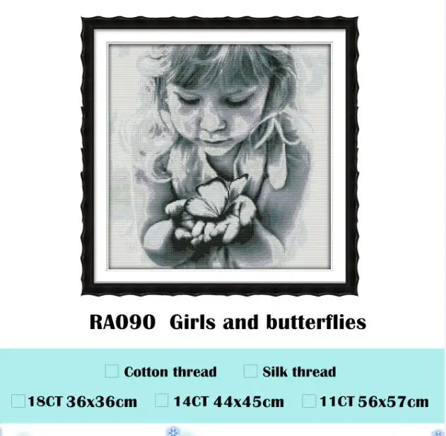  Girl And Butterflies Cross Stitch Pattern