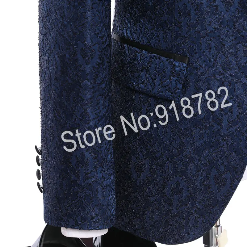 Костюм Homme 2019 Terno новый дизайнер настоящая фотография Темно-синие Пейсли 3 предмета костюм Для мужчин Slim Fit Tuxedo Формальные Свадебные костюмы