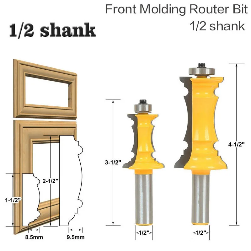 

2pcs/set 12.7mm 1/2" Shank Drawer Molding & Mitered Door Edging Wood Router Bit C3 Carbide Wood Milling Cutters Woodworking Tool