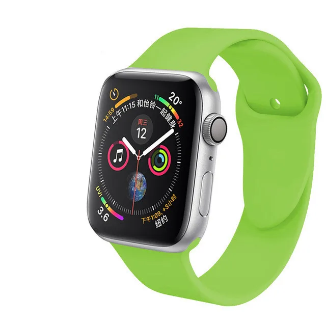 Цветной спортивный мягкий силиконовый ремешок для Apple Watch 38, 42, 40, 44 мм, сменный силиконовый ремешок для iWatch 1, 2, 3, 4, ремешок для часов - Цвет ремешка: Green