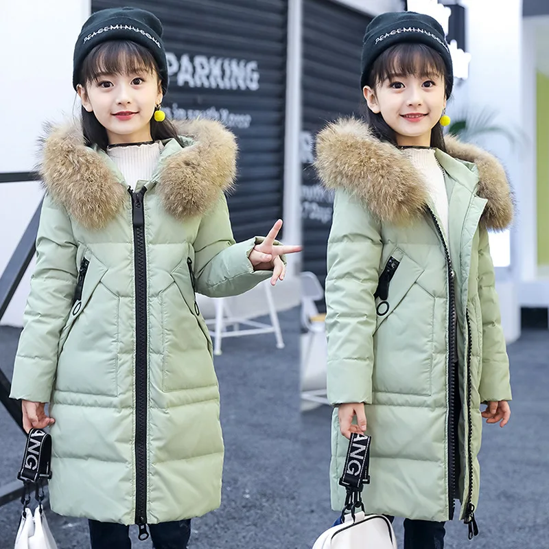 

Girls clothing warm Down jacket for girl clothes 2019 Winter Thicken Parka real Fur Hooded Children Outerwear Coats