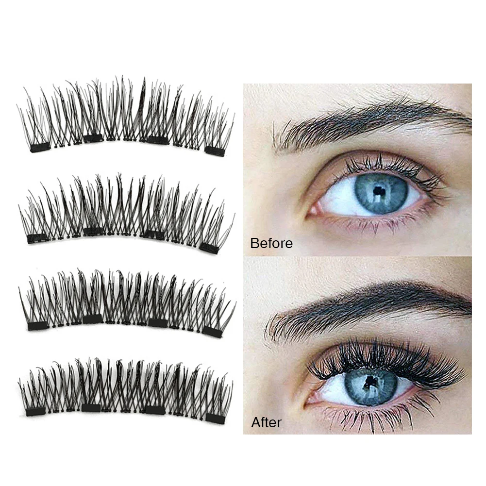 

Extension Curly Make Up Cosmetic Long Natural Reusable False Eyelashes Magnetic Eyes Synthetic Fiber Charming Women No Glue 3D