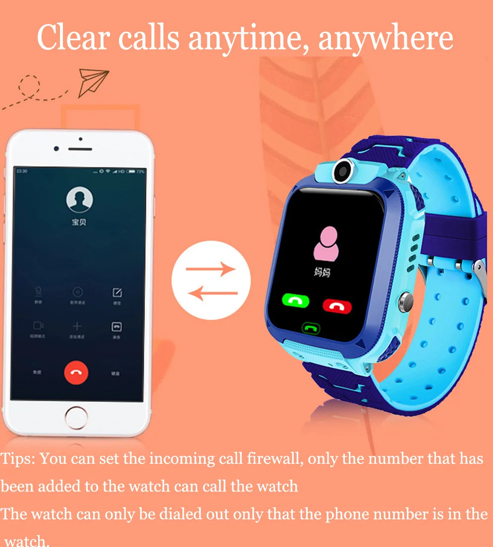 High Quality Newest Waterproof Tracker Smart Kids Child Watch Anti-lost SOS Call Smart Watch For iOS Android 18