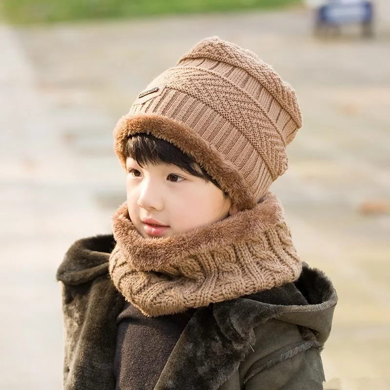 Pasamontañas de lana gruesa para niños de 3 a 10 años, gorro cálido de  punto con