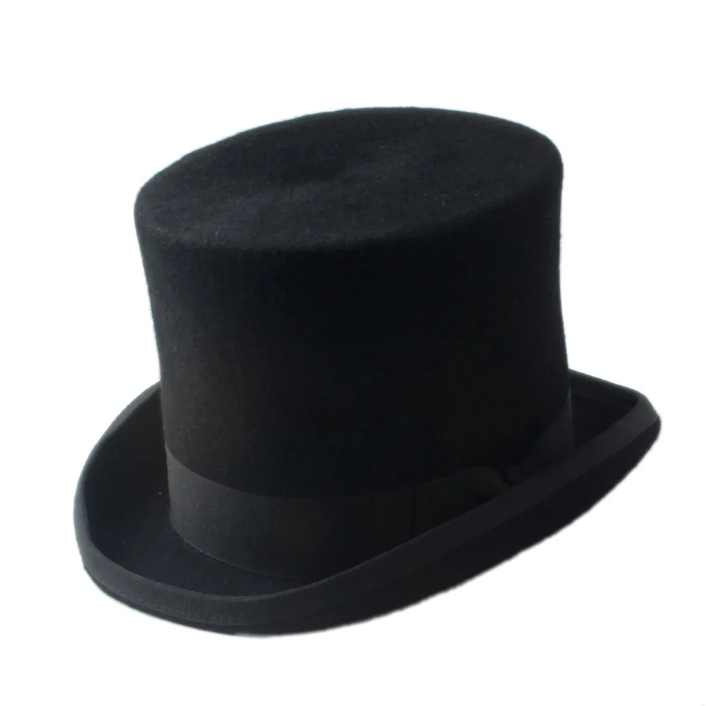 5Color Top Hat 15CM 4 Size Wool Women Men Top Fedora Hat Magician Coffee Steampunk Cosplay Punk Party Caps Dropshipping green fedora