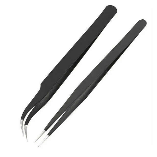 $US $1.27 Fashion Black Bend Straight Anti static Stainless Steel Handle Curved Head Nail Tweez