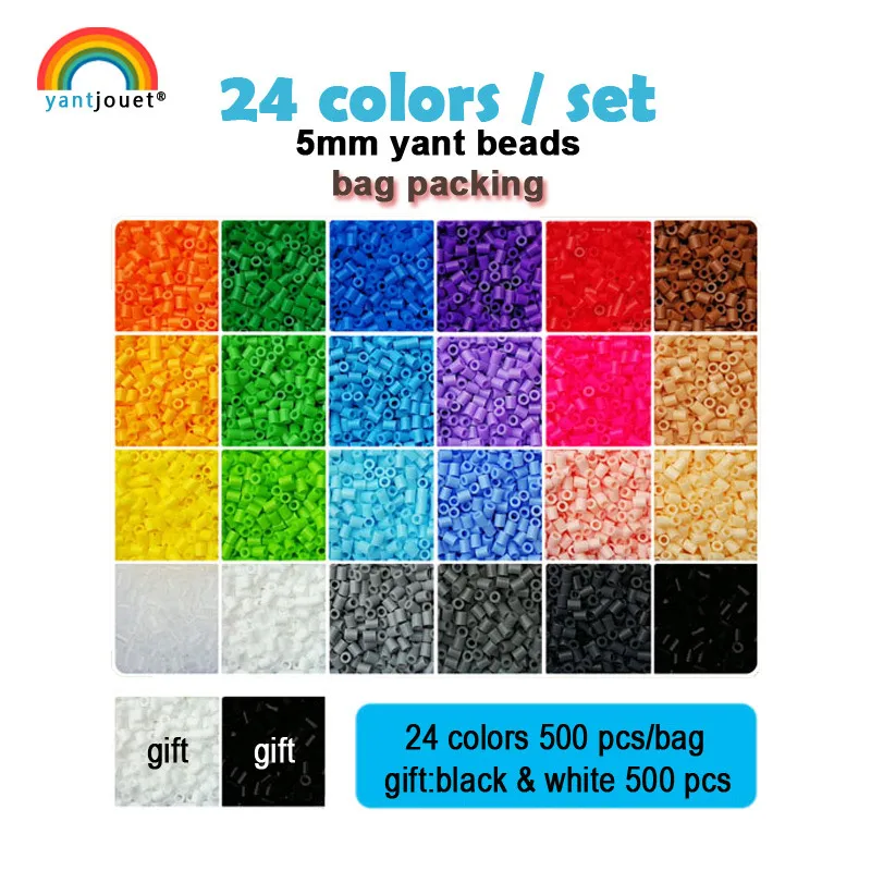 Yantjouet 5 мм Yant Beads Kit 24 48 72 цветов/Набор для малыша, Хама, бисер, сделай сам, пазлы, высокое качество, ручной работы, подарок, детская игрушка