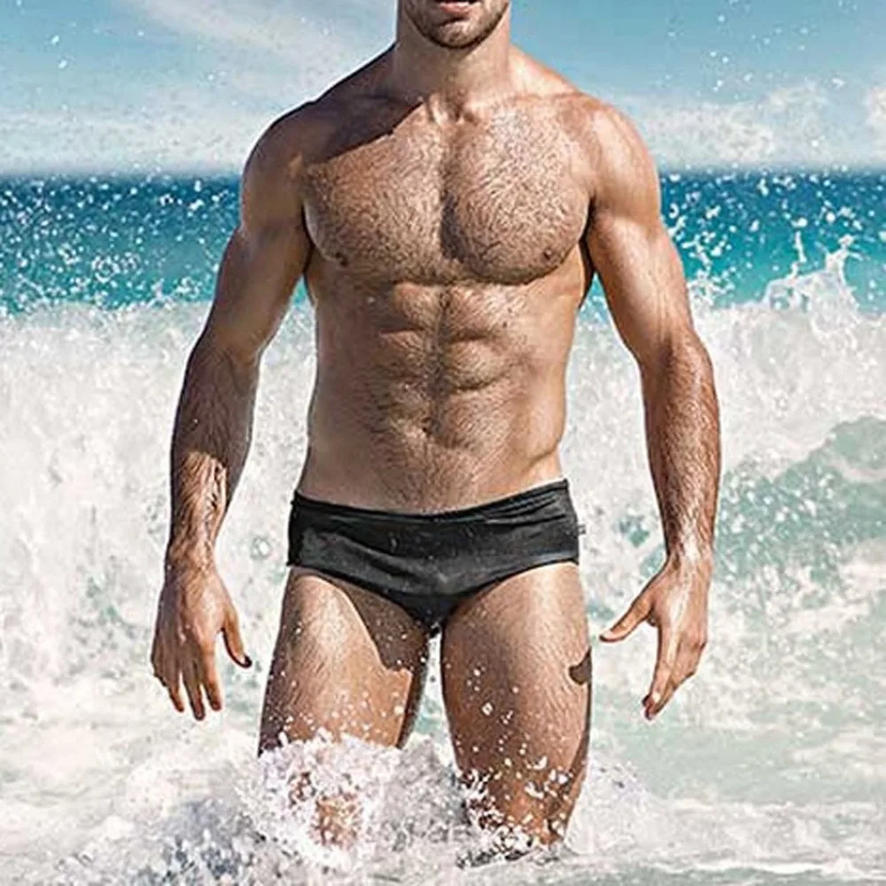 

2019 New Fashion Men Breathable Trunks Pants Beach Solid Color Running Swimming Underwear Men's Swimming Trunks