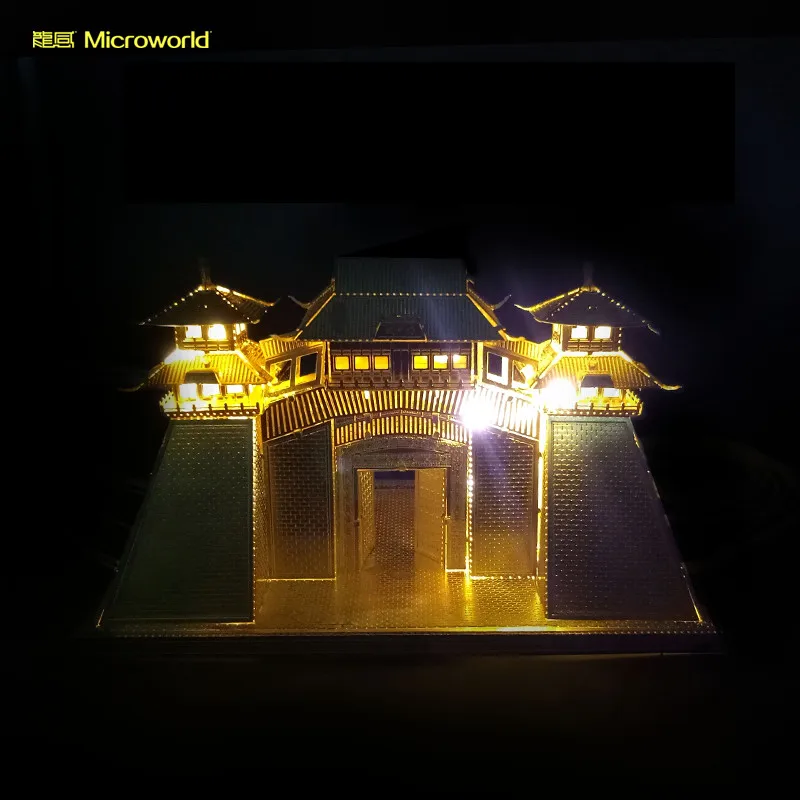 MICROWORLD Yangzhou City Gate 3D головоломка металлическая Сборная модель для взрослых коллекционные вещи Обучающие образовательные собранные игрушки