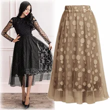 Открытые повседневные женские юбки, новинка, весенне-осенние модные эластичные сетчатые женские плиссированные юбки с принтом