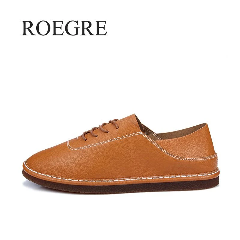 

ROEGRE Brand Men's casual shoes 2018 New men low retro men's loafers handmade leather Men Loafers Luxury Flats Shoes Men Chauss
