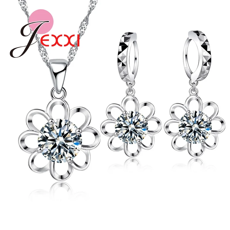 Модное блестящее ожерелье с подвеской из серебра и 925 пробы фианитом|necklace