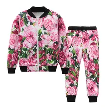 Комплекты одежды для маленьких девочек Новинка года, осенне-зимняя детская одежда для девочек Футболка с принтом+ штаны, комплект из 2 предметов, костюмы для детей возрастом от 2 до 10 лет