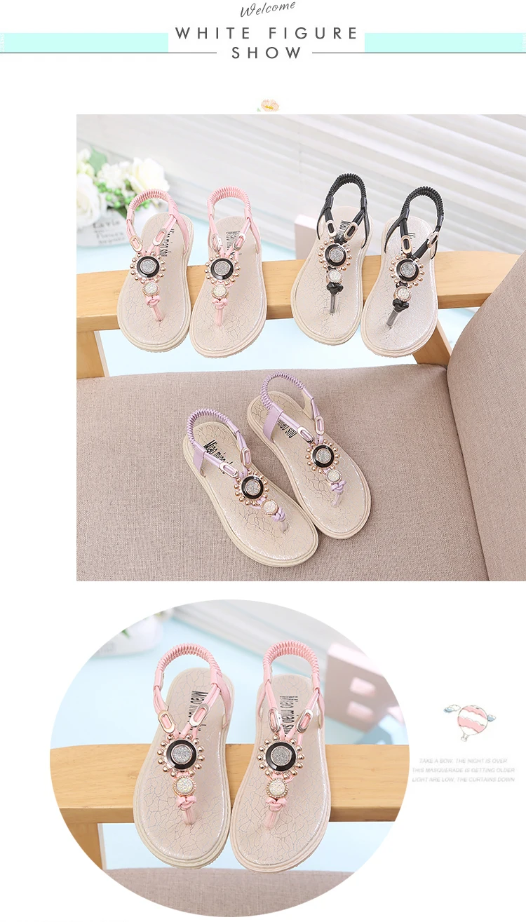 Детские летние сандалии для девочек; обувь для девочек в римском стиле; Вьетнамки; платье принцессы для девочек; пляжная обувь; детская обувь со стразами; тапочки